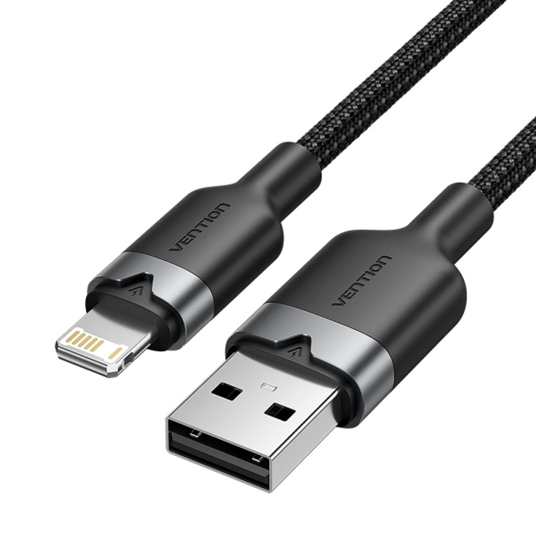 Vention Cable USB-A a Lightning 2.4A - 1m - Trenzado - Color Negro 1