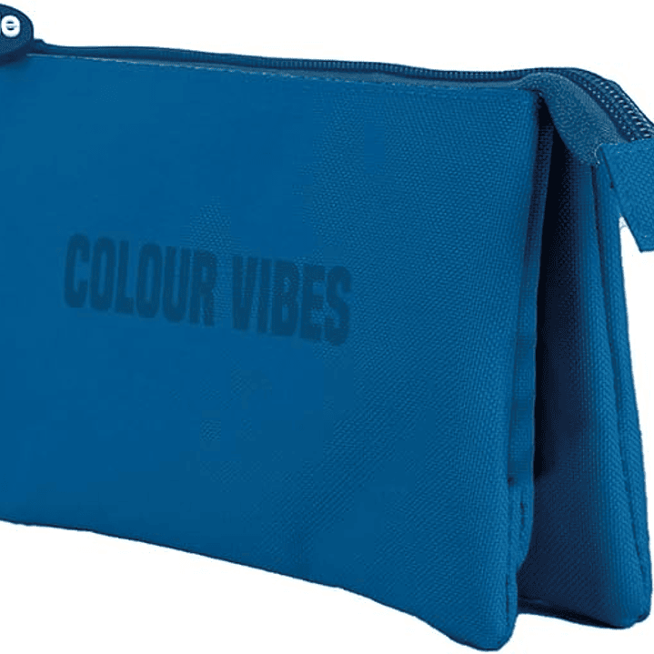 Dohe Colour Vibes Portatodo Triple - Cierre Doble con Cremallera y Tirador de Goma - Color Azul 1