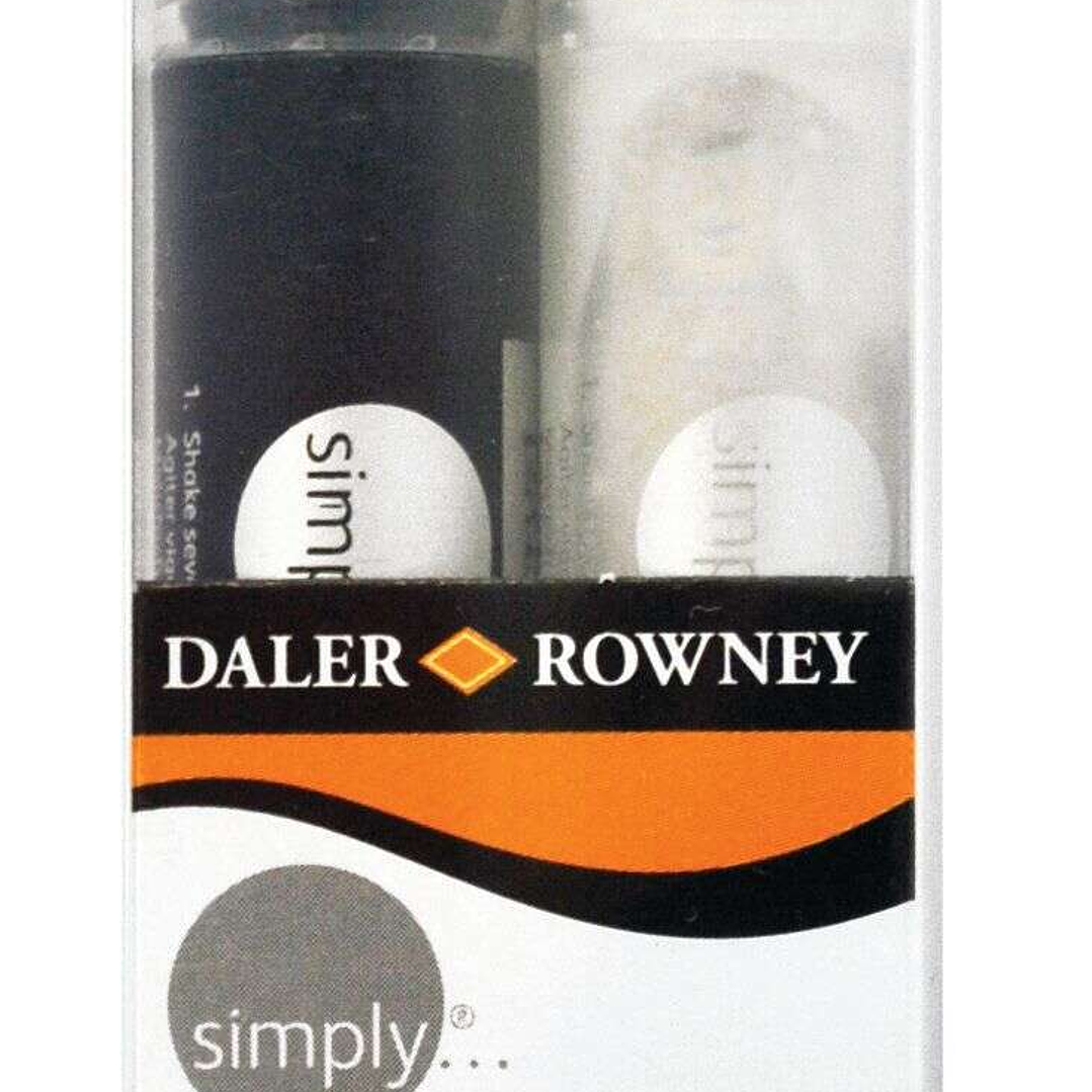Daler Rowney Simply Pack de 2 Rotuladores Acrilicos - Secado Rapido - Optima Cobertura - Base de Agua - Color Negro y Blanco 1