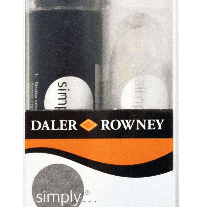 Daler Rowney Simply Pack de 2 Rotuladores Acrilicos - Secado Rapido - Optima Cobertura - Base de Agua - Color Negro y Blanco 1