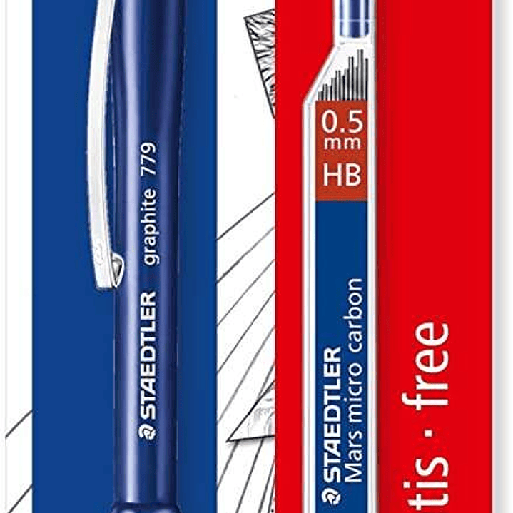 Staedtler Pack de 1 Portaminas 779 de 0.5mm + 1 Tubo de 12 Minas - Zona de Agarre Ergonomica - Resistente a Roturas 1