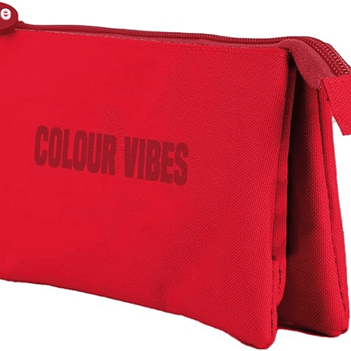 Dohe Colour Vibes Portatodo Triple - Cierre Doble con Cremallera y Tirador de Goma - Color Rojo 1