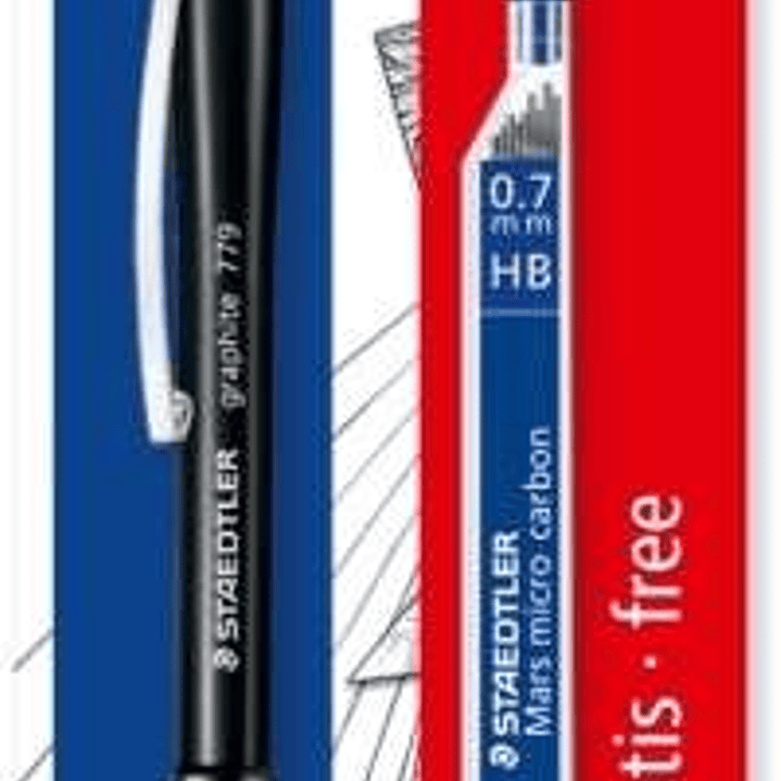 Staedtler Pack de 1 Portaminas 779 de 0.7mm + 1 Tubo de 12 Minas - Zona de Agarre Ergonomica - Resistente a Roturas 1