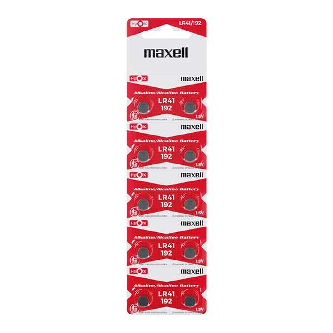 Maxell Pack de 10 Pilas Alcalinas de Boton LR41 1.5V 1