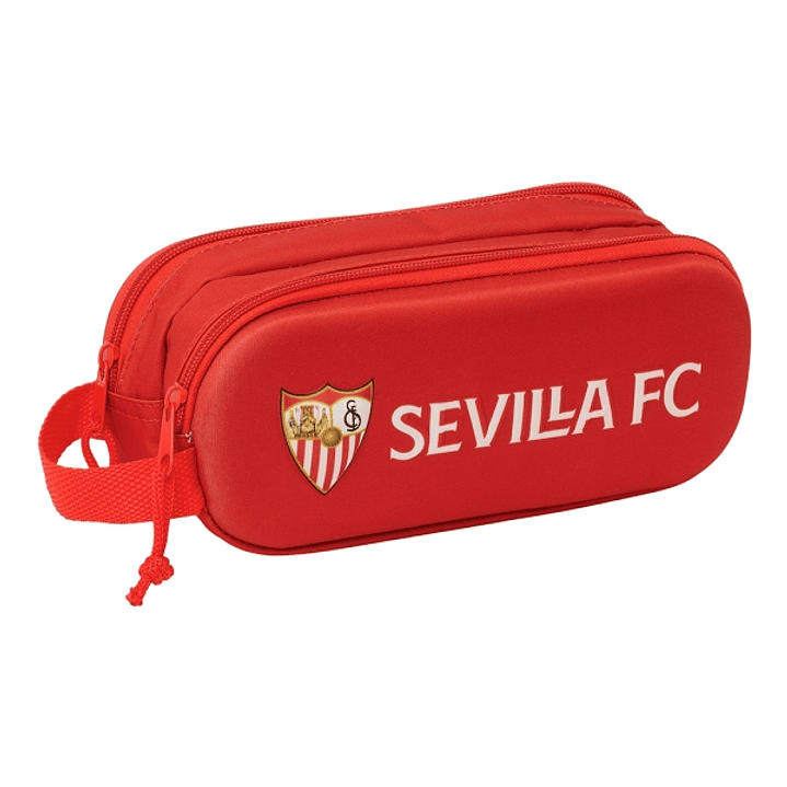Safta Sevilla Fc Estuche Portatodo 3D - 2 Compartimentos - Cierre de Cremallera - Asa de Mano - 21x8x6cm - Color Rojo 1