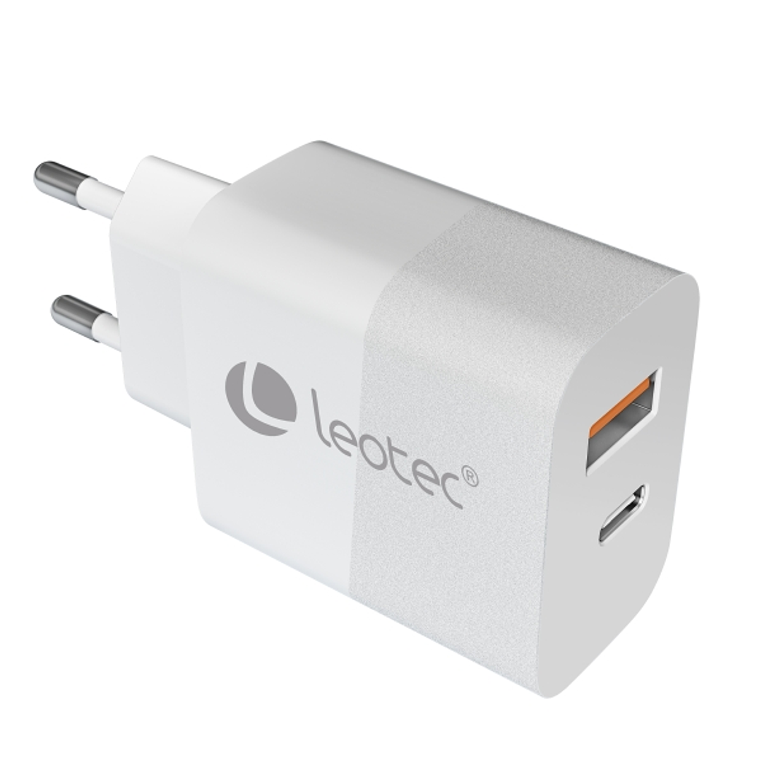 Leotec Cargador Universal 30W GAN - 1USB-C PD + 1USB-A - Color Blanco 1