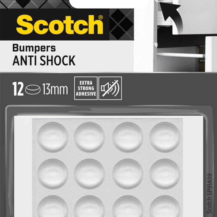 Scotch Pack de 12 Topes Adhesivos para Muebles - Antichoque - Diametro de 13mm - Color Transparente 1