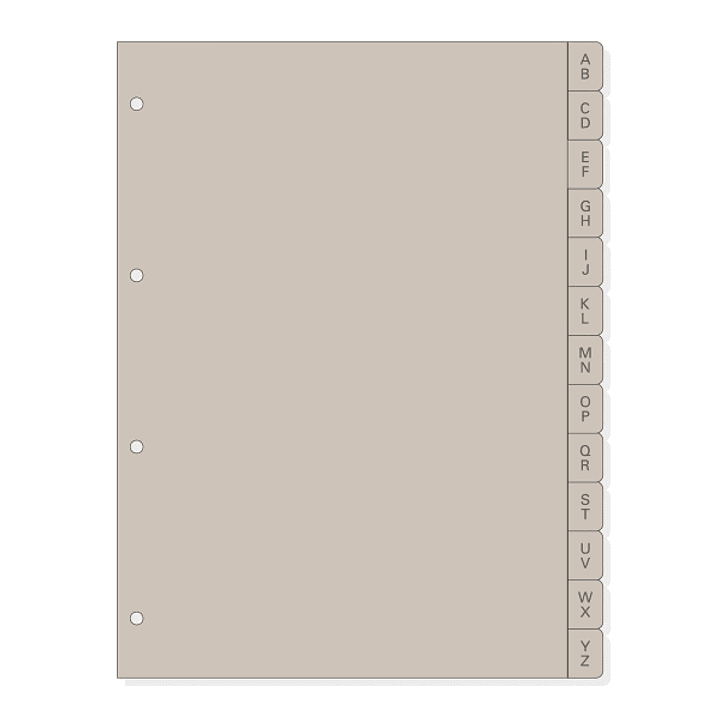 Finocam R4064 Indice Alfabetico para Agendas Open - 13 Solapas - Formato A4 - 220x2x297mm - PVC - Color Beige Grisaceo 1