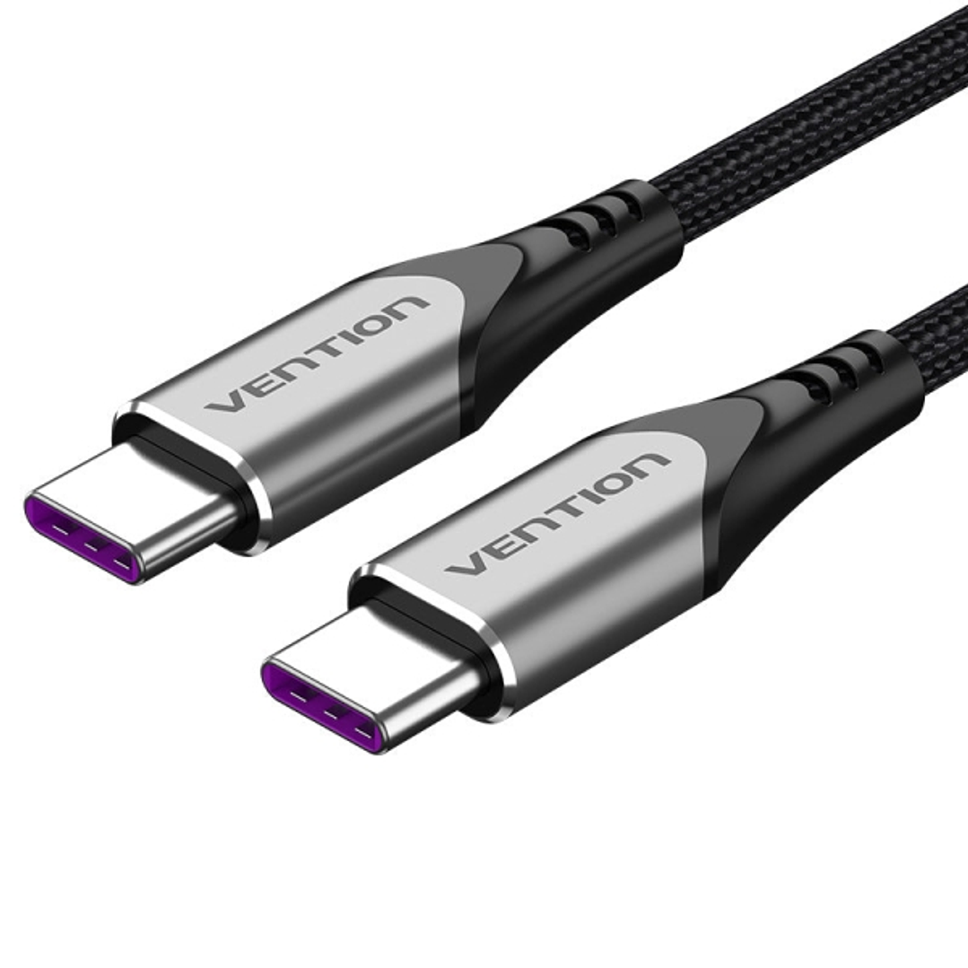Vention Cable USB-C 2.0 a USB-C 2.0 5A 100W - 1.5m - Trenzado - Color Gris 1