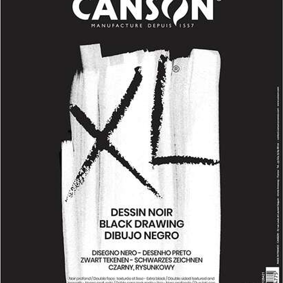 Canson XL Black Bloc de 40 Hojas A4 150g - Grano Fino - Espiral Microperforado - Color Negro 1