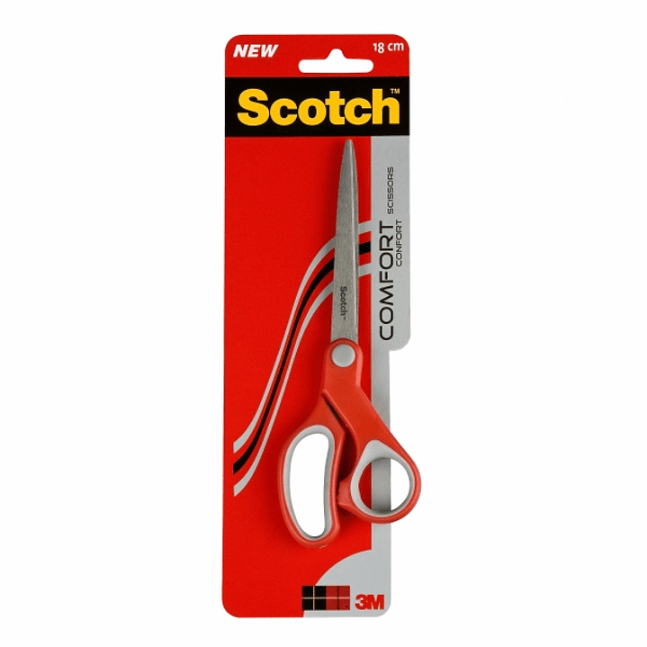 Scotch Comfort Tijeras Ergonomicas 18cm - Acero Inoxidable - Diseño que Reduce la Fatiga - Color Rojo 1