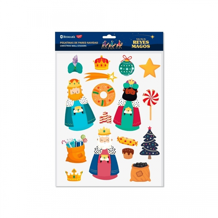 Bismark Pack de Pegatinas de Pared Navideñas - Incluyen los 3 Reyes Magos - Diseños Surtidos 1