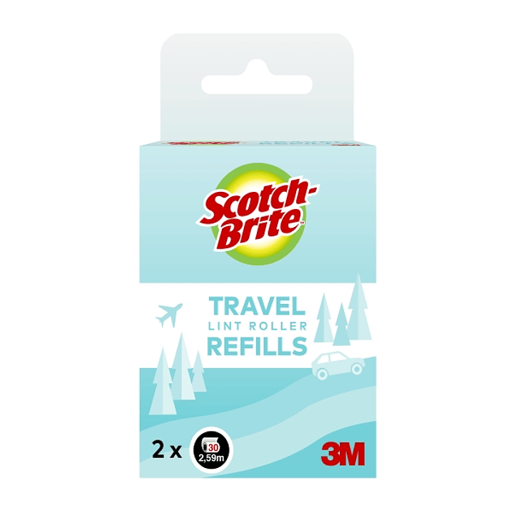Scotch-Brite Recambios del Pack de 2 Rodillos Quitapelusas de Viaje - 30 Hojas por Rodillo - Color Negro 1