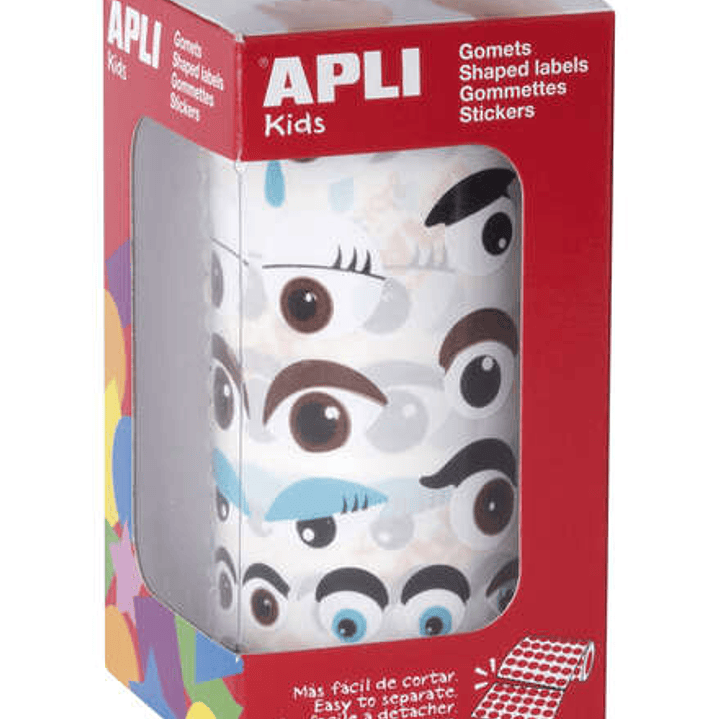 Apli Gomets Ojos de Colores - 23 Formas Diferentes - 30 Hojas Pretroqueladas - 1380 Gomets por Rollo 1