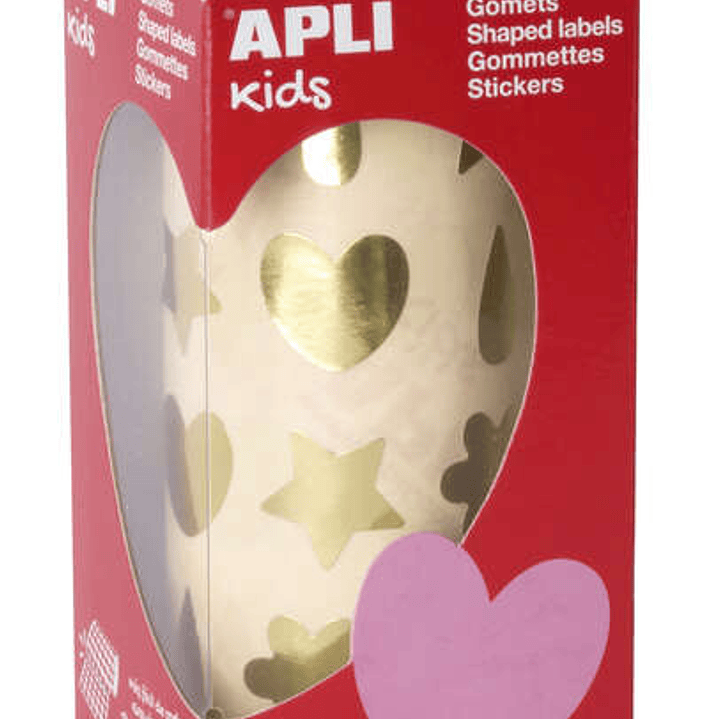 Apli Gomets Oro Formas Surtidas - 720 Gomets por Rollo - Adhesivo Base Agua - Cumple Normas EN-71 y FSC 1