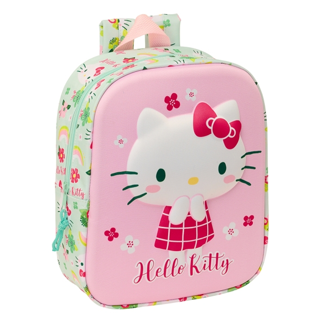 Safta Hello Kitty Mochila Guarderia 3D - Asa de Mano - Compartimento Principal con Cremallera - 22x27x10cm - Color Rosa 1