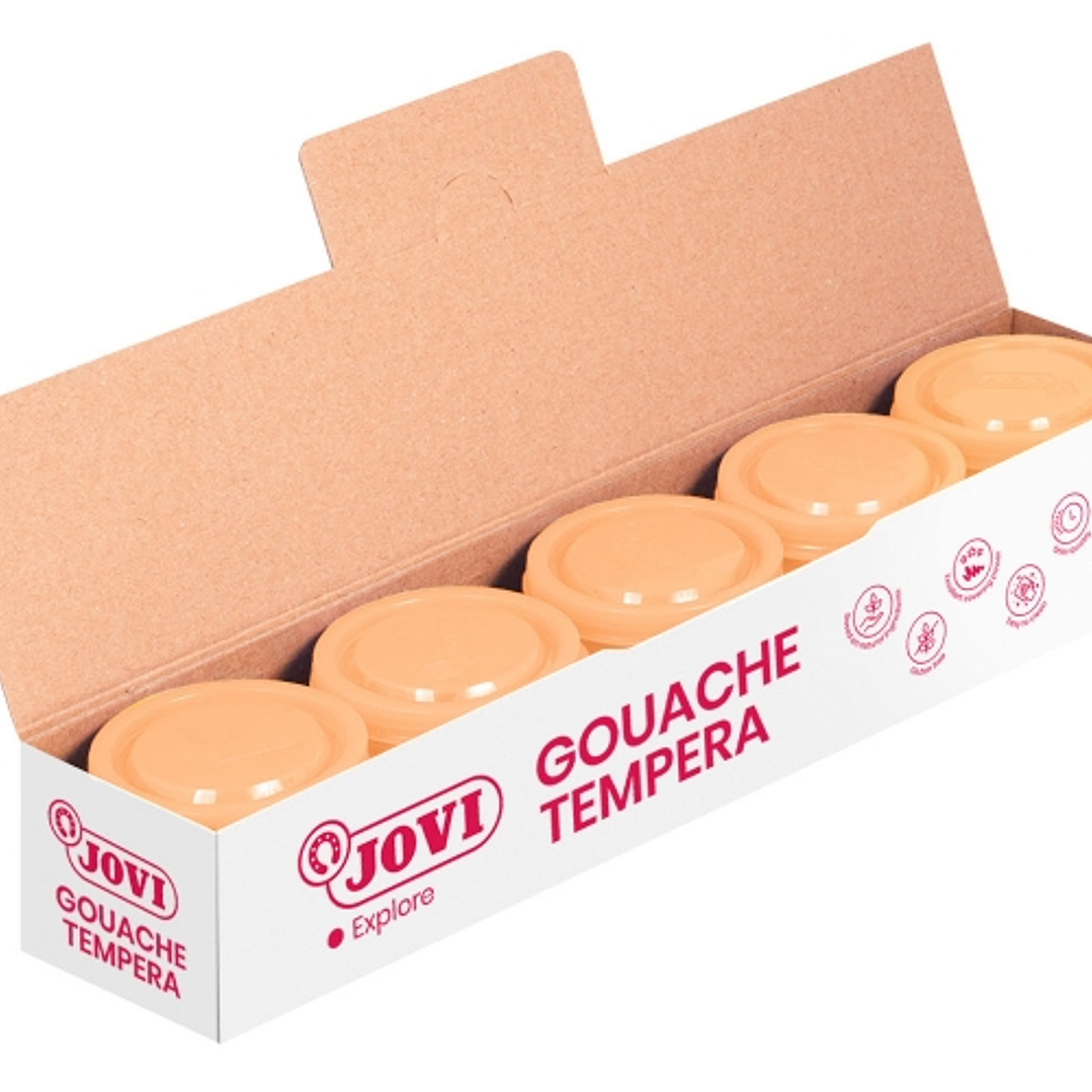 Jovi Bote de Tempera Escolar 35ml - Aplicacion en Multiples Superficies - Uso con Pincel, Rodillo o Espatula - Colores Mezclables - Color Beige 1
