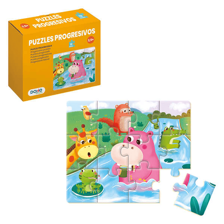 Dohe Puzzle Infantil de 12 Piezas - Tematica Animales de La Selva - Fabricado en Doble Capa de Carton - Capa Intermedia de Contrachapado - Estimula la 1