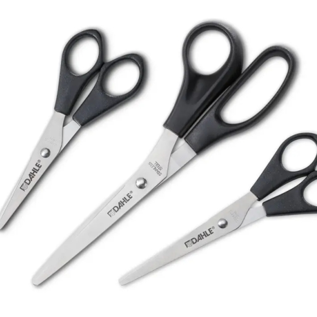 Dahle Home Pack de 3 Tijeras de Acero Inoxidable 13, 15 y 20cm - Hojas Afiladas - Mangos en Plastico ABS - Color Negro 1