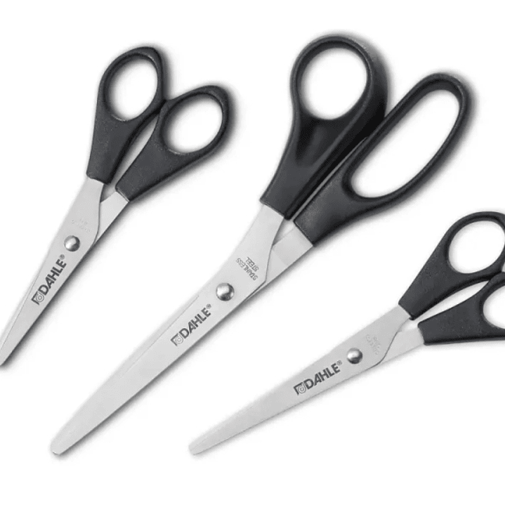 Dahle Home Pack de 3 Tijeras de Acero Inoxidable 13, 15 y 20cm - Hojas Afiladas - Mangos en Plastico ABS - Color Negro 1