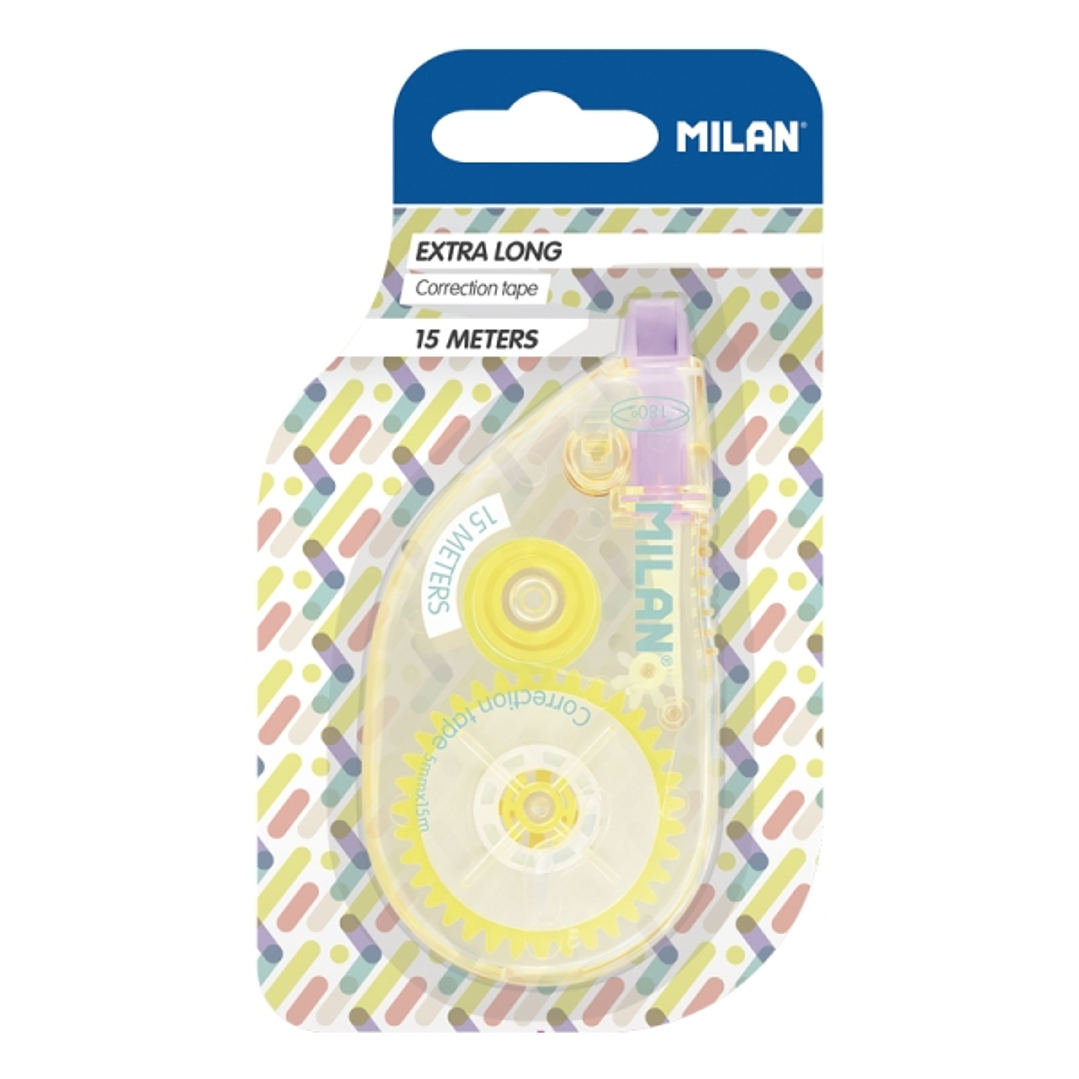 Milan New Look Cinta Correctora Extra-Larga - Presentacion en Blister - 5mm x 15m - Color Amarillo 1