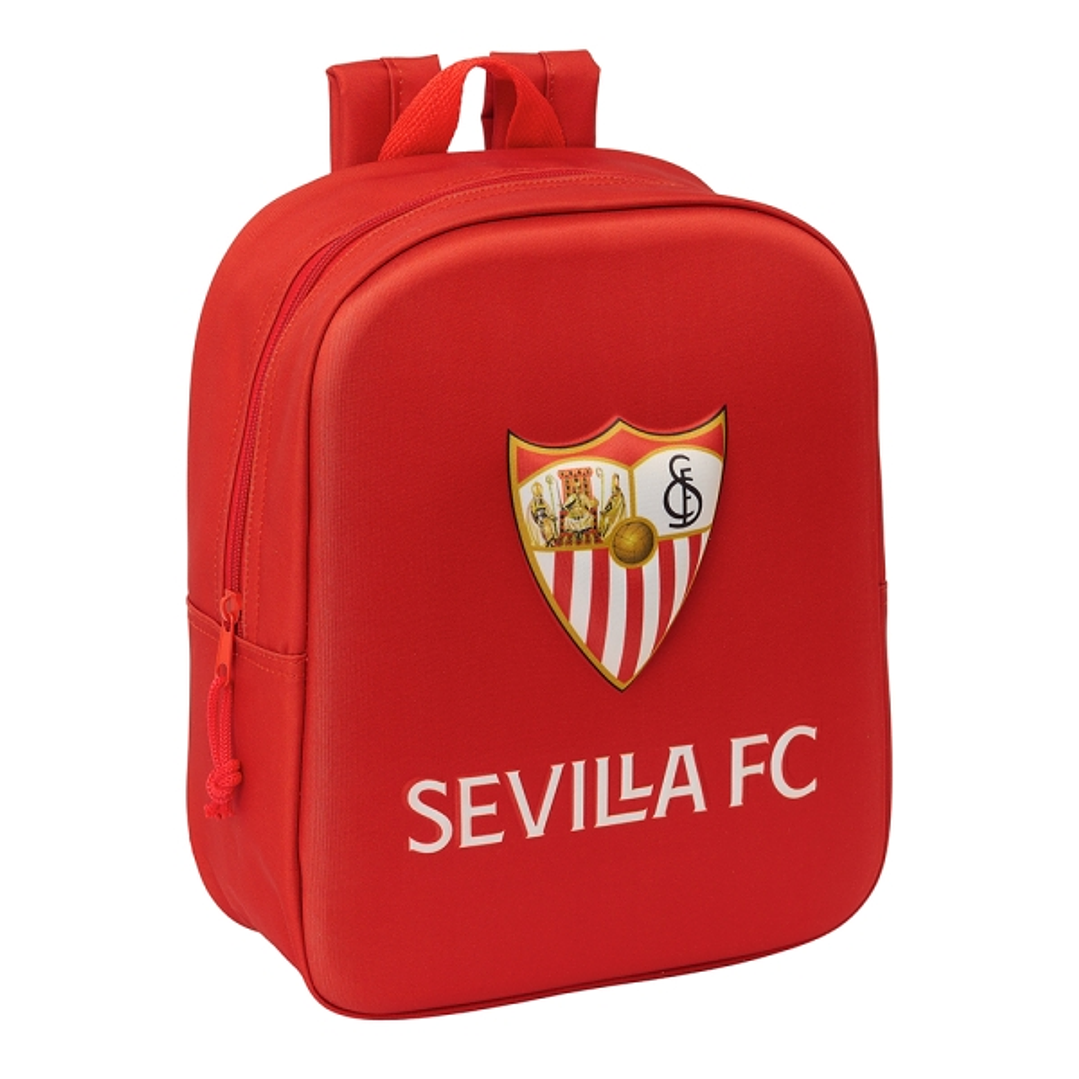 Safta Sevilla Fc Mochila Guarderia 3D de 6L - Asa de Mano Superior - Asas Regulables y Acolchadas - Cierre de Cremallera - 22x27x10cm - Color Rojo 1
