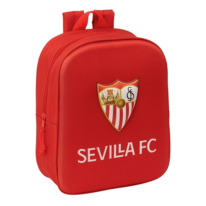 Safta Sevilla Fc Mochila Guarderia 3D de 6L - Asa de Mano Superior - Asas Regulables y Acolchadas - Cierre de Cremallera - 22x27x10cm - Color Rojo 1