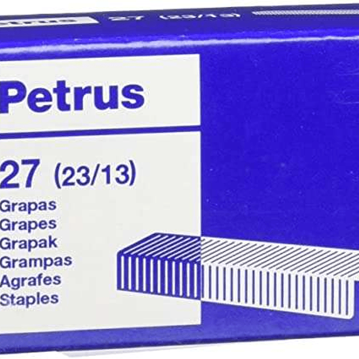 Petrus Caja de 1000 Grapas 23/13 Cobreadas - Hasta 100 Hojas - Patilla de 13mm 1