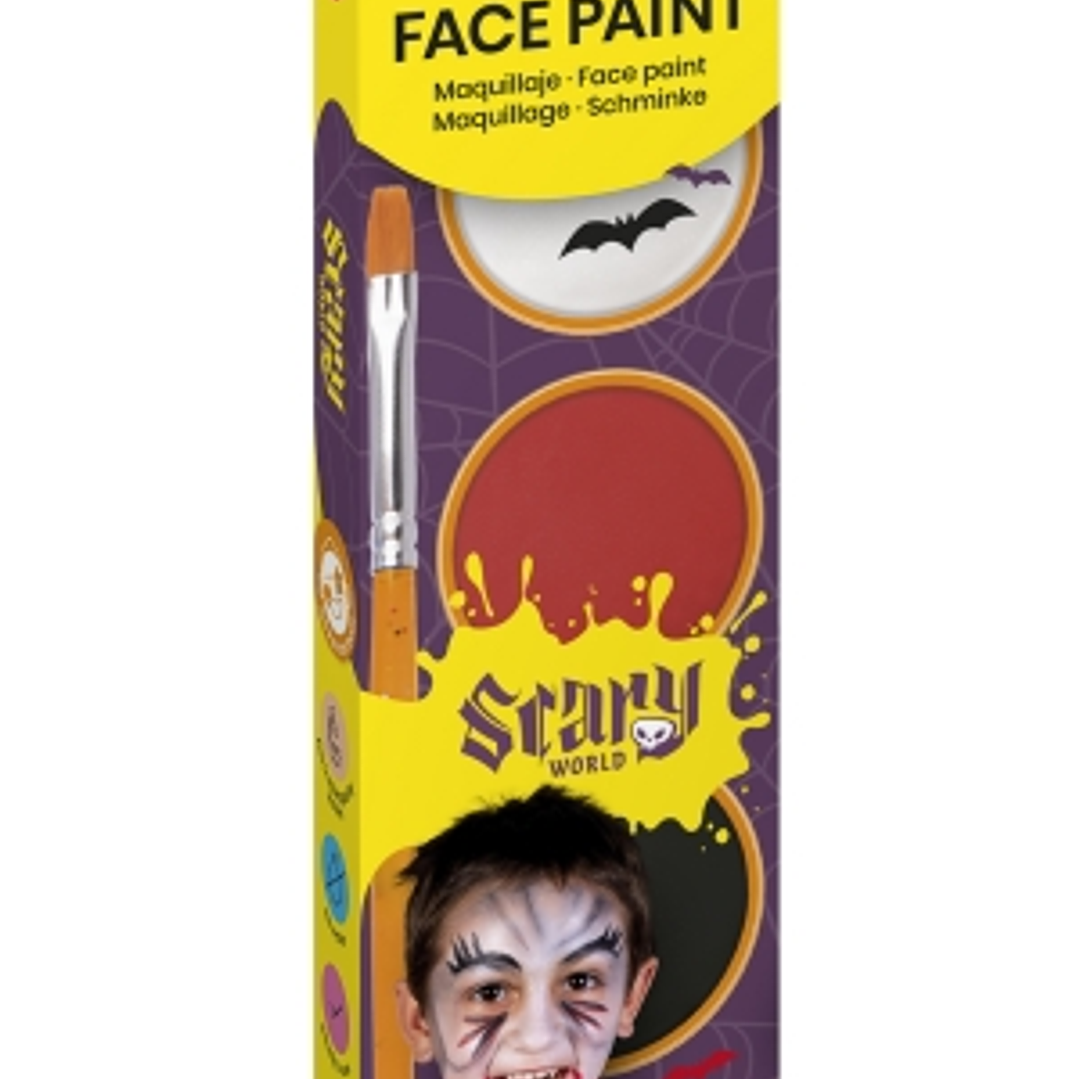 Jovi Scary Estuche de 3 Botes 8ml Maquillaje Crema + Accesorios - Hipoalergenico - Facil Aplicacion - Base Grasa - Eliminacion Sencilla - Color Surtid 1