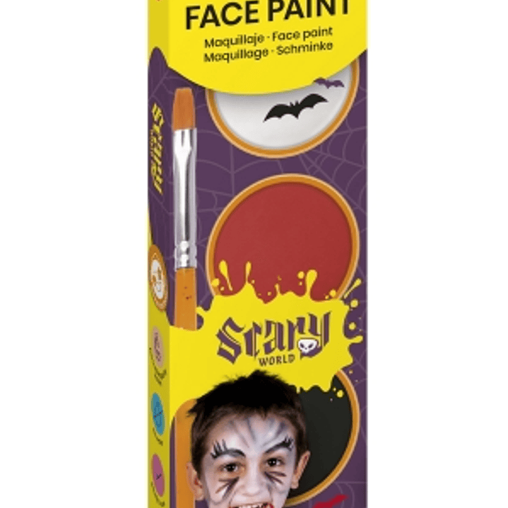 Jovi Scary Estuche de 3 Botes 8ml Maquillaje Crema + Accesorios - Hipoalergenico - Facil Aplicacion - Base Grasa - Eliminacion Sencilla - Color Surtid 1