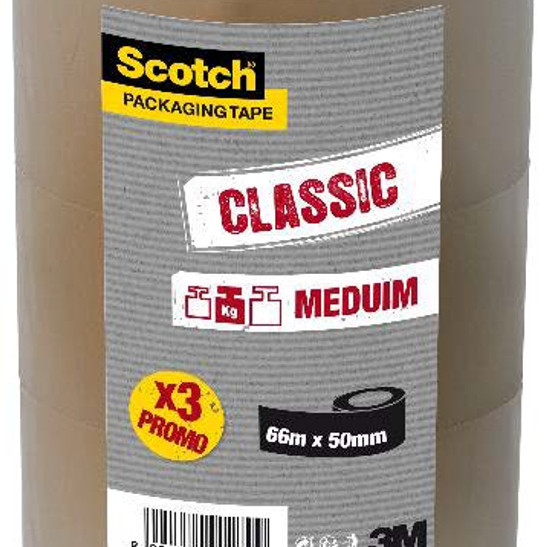 Scotch Classic Pack con 3 Precintos de Embalaje 50mm x 66m - Color Marron 1