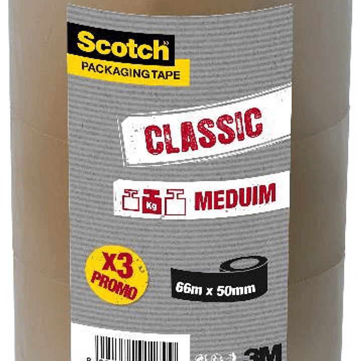 Scotch Classic Pack con 3 Precintos de Embalaje 50mm x 66m - Color Marron 1