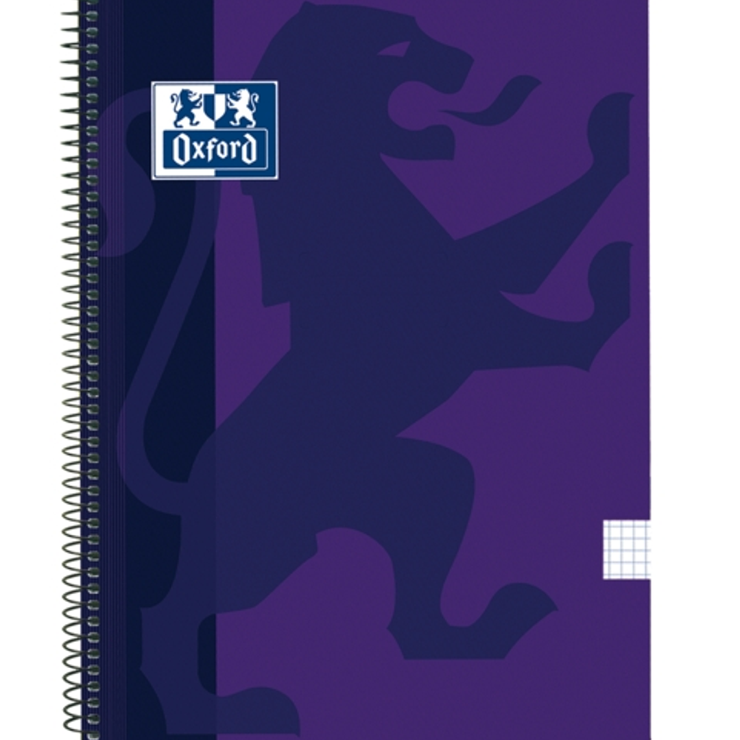 Oxford School Classic Cuaderno Espiral Tapa de Plastico Folio 4x4 - 80 Hojas - Tapa de Plastico Resistente - Cuadricula 4x4 con Margen - Color Lila 1
