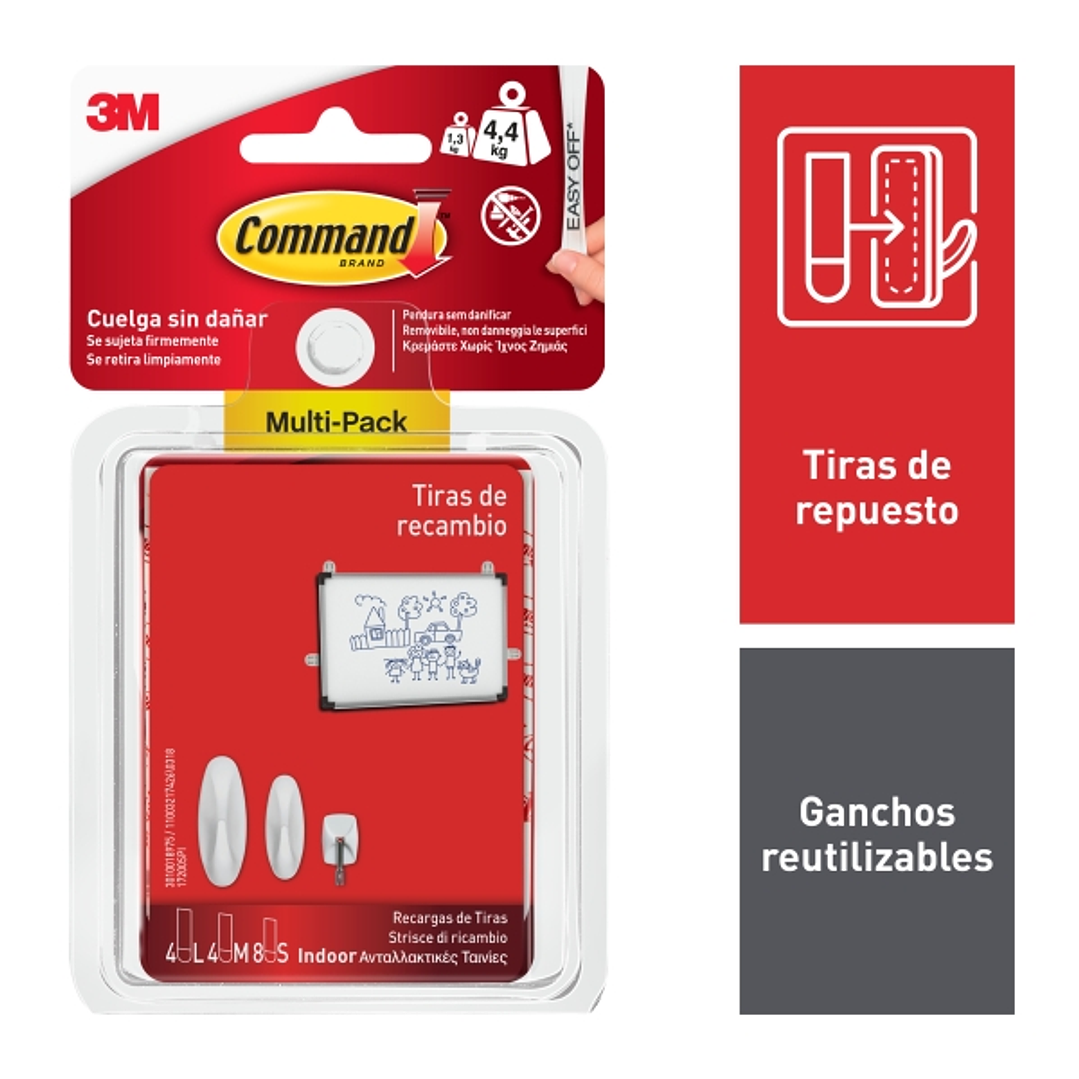 Command Tiras Adhesivas de Repuesto - Formatos Surtidos - Soporta hasta 4.4kg - Color Transparente 1