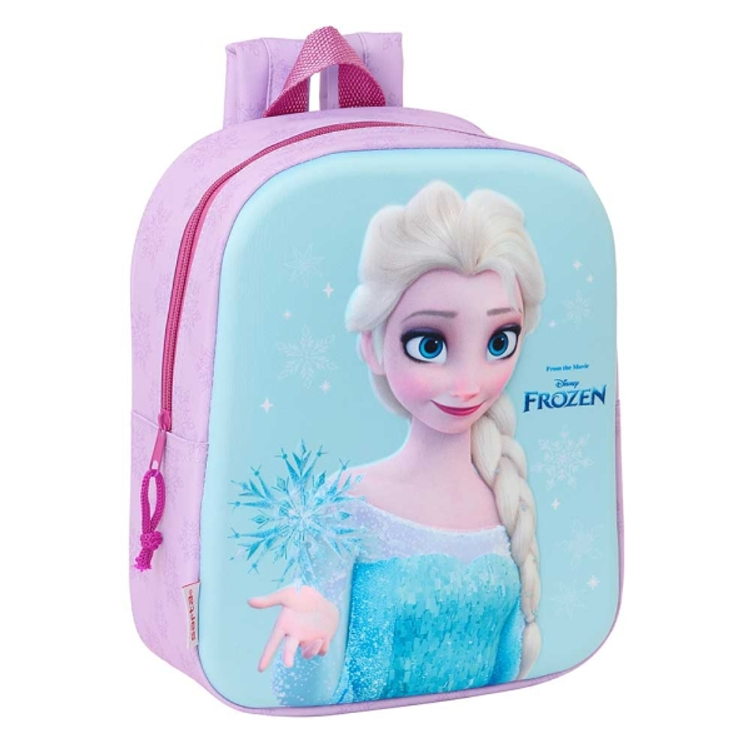 Safta Frozen Mochila Guarderia 3D de 6L - Asa de Mano Superior - Asas Regulables y Acolchadas - Cierre de Cremallera - 22x27x10cm - Color Rosa 1