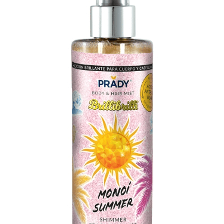 Prady Brilli Brilli Body & Hair Mist Monoi Summer - Frasco de 250 ml - Spray Pulverizador 1