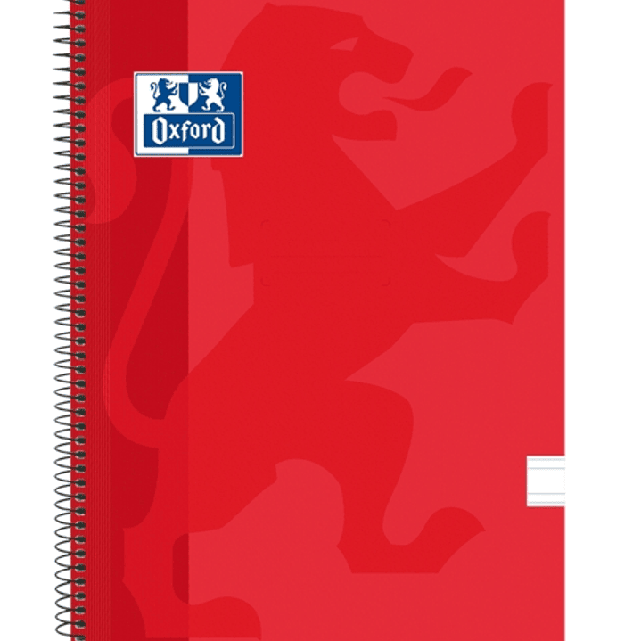 Oxford School Classic Cuaderno Espiral - Tapa de Plastico - Folio Pauta 3.5 con Margen - 80 Hojas - Color Rojo 1