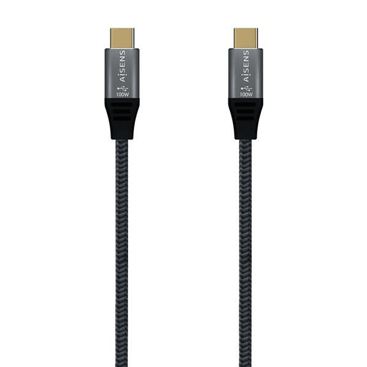 Aisens Cable USB 3.2 Gen2x2 Aluminio 20Gbps 8K@30Hz 5A 100W E-Mark, Tipo USB-C/M-USB-C/M - 1.5m - Color Gris 1