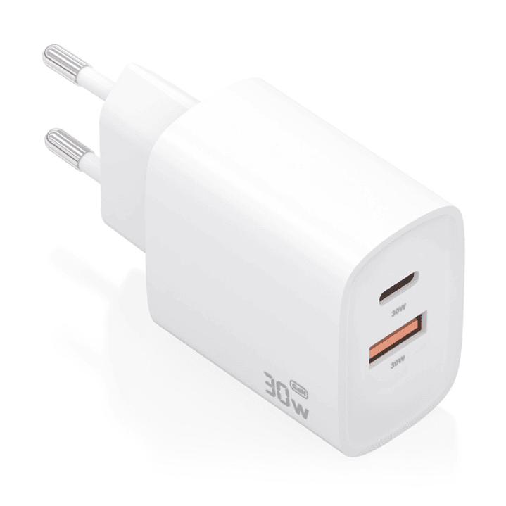 Aisens Cargador GaN 30W - USB-C PD3.0 - Tecnologia AI para Detectar Protocolo y Velocidad de Carga - Color Blanco 1