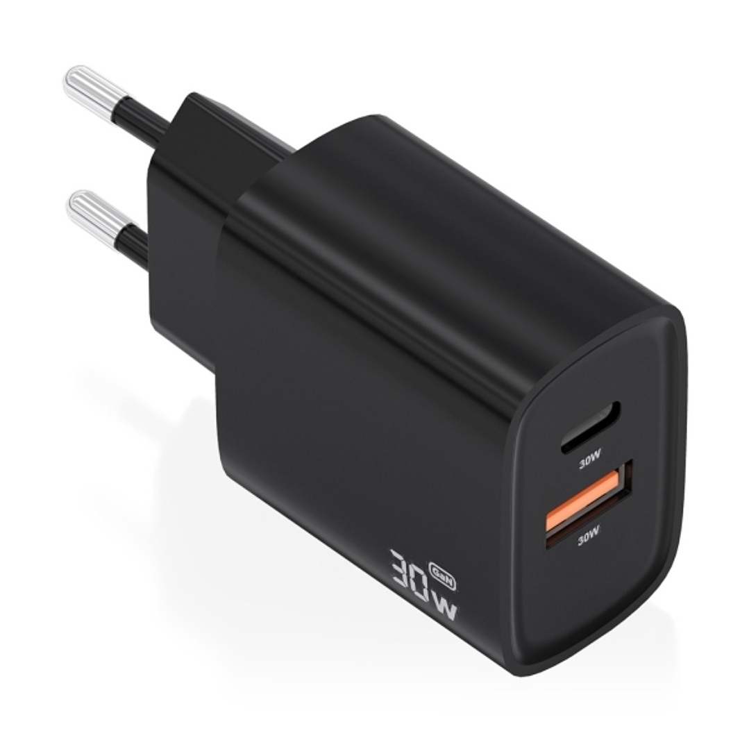 Aisens Cargador GaN 30W - USB-C PD3.0 - Tecnologia AI para Detectar Protocolo y Velocidad de Carga - Color Negro 1