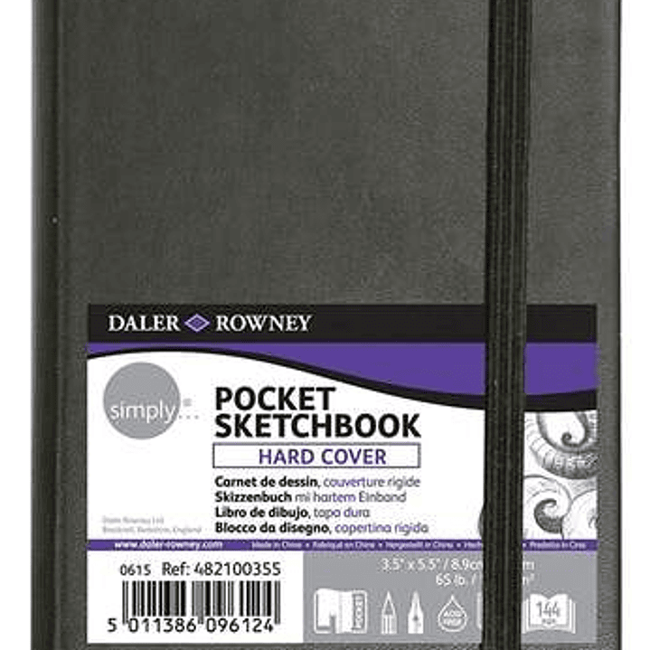 Daler Rowney Simply Cuaderno Cosido - Formato 9x14cm - 72 Hojas de Papel 100g/mg2 - Color Blanco 1