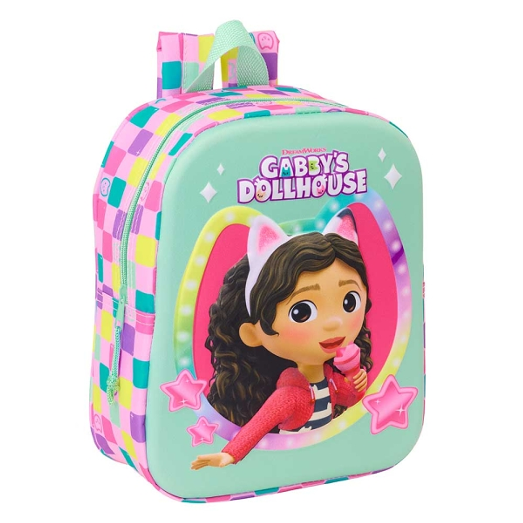 Safta Gabby'S Dollhouse Mochila Guarderia 3D de 6L - Asa de Mano Superior - Asas Regulables y Acolchadas - Cierre de Cremallera - 22x27x10cm - Color M 1