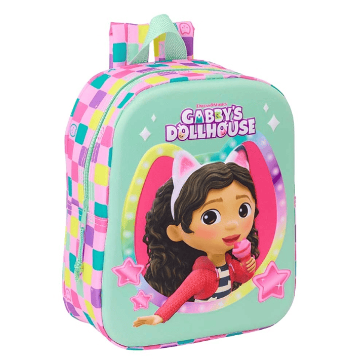 Safta Gabby'S Dollhouse Mochila Guarderia 3D de 6L - Asa de Mano Superior - Asas Regulables y Acolchadas - Cierre de Cremallera - 22x27x10cm - Color M 1