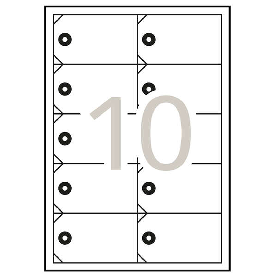 Apli Pack de 100 Etiquetas Colgantes Imprimibles 98x57mm - 10 Hojas x 10 Etiquetas - Cartulina Microperforada de 200g/m² - Color Blanco 1