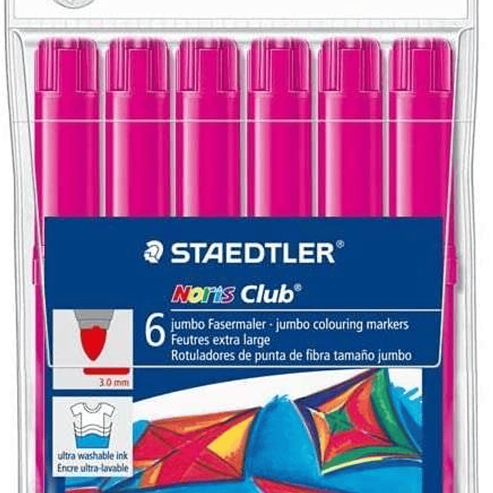 Staedtler Noris Watercolour 340 Pack de 6 Rotuladores de Gran Tamaño - Trazo 3mm Aprox - Lavable Facilmente - Tinta Base de Agua - Color Magenta 1