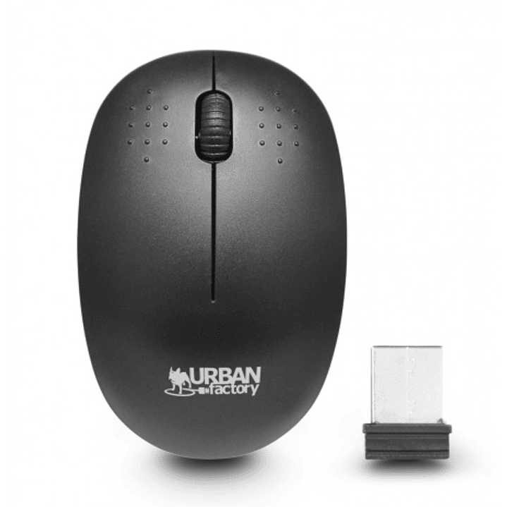 Urban Factory Raton Inalambrico 2.4Ghz - 1000dpi - Receptor USB-A - Adaptador a USB-C - Uso Ambidiestro - Color Negro 1