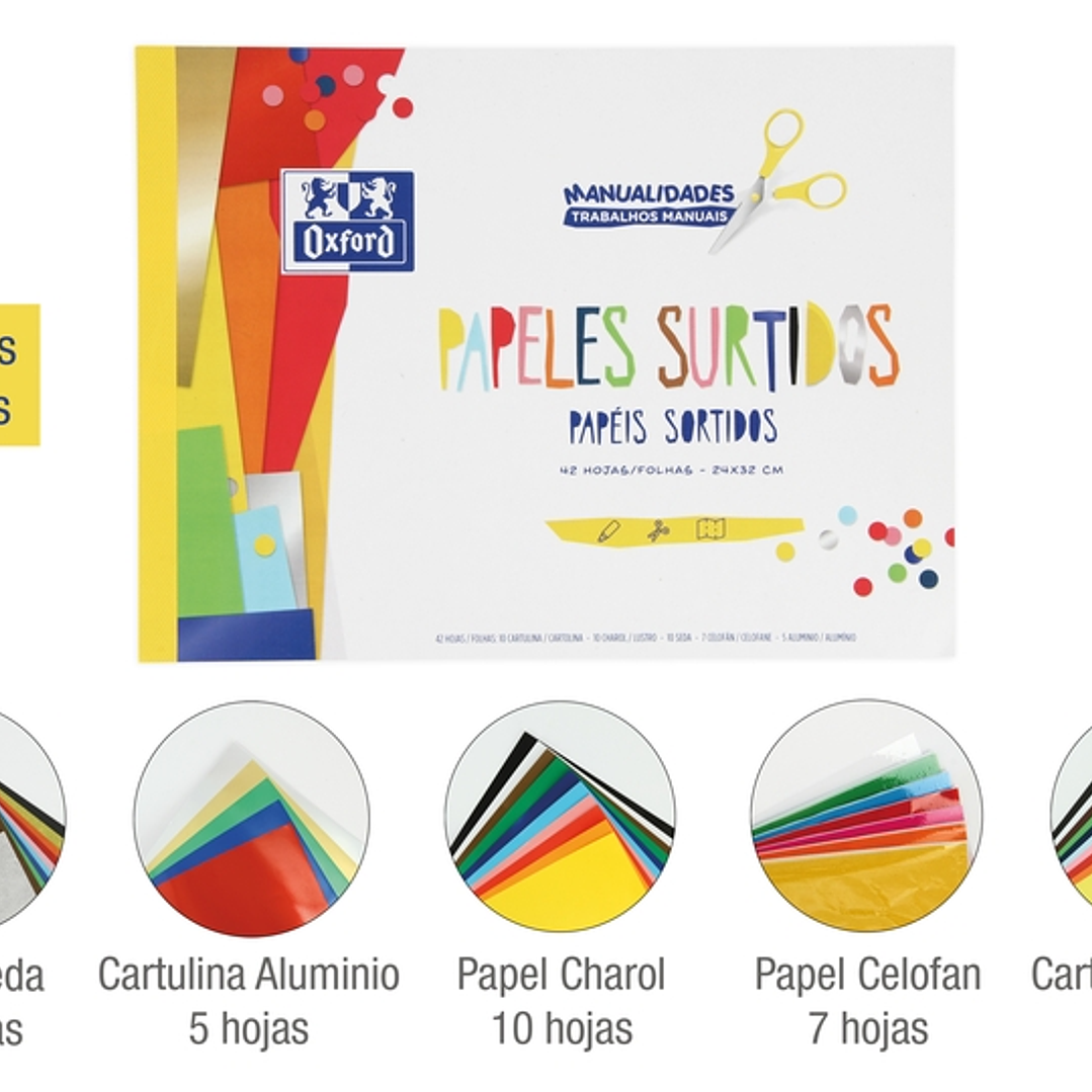 Oxford Manualidades Bloc Encolado Papeles Surtidos A4+ - Tapa Blanda - 42 Hojas - Ideal para Proyectos Creativos 1