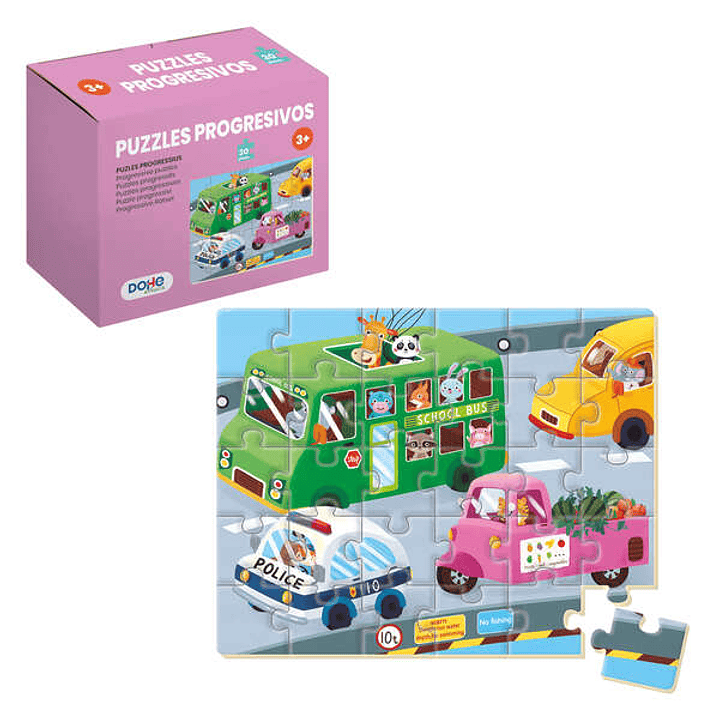 Dohe Puzzle Infantil de 30 Piezas - Tematica Vehiculos - Fabricado en Doble Capa de Carton - Capa Intermedia de Contrachapado - Estimula la Imaginacio 1