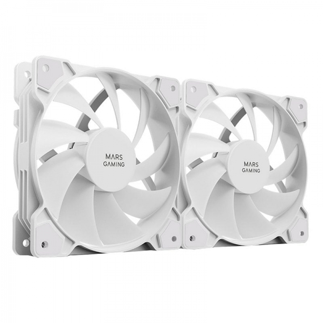 Mars Gaming MFPROX2W Set de Ventiladores - Ultra Silencioso - Rodamientos FDB - Conectividad 3PIN+4PIN - Color Blanco 1