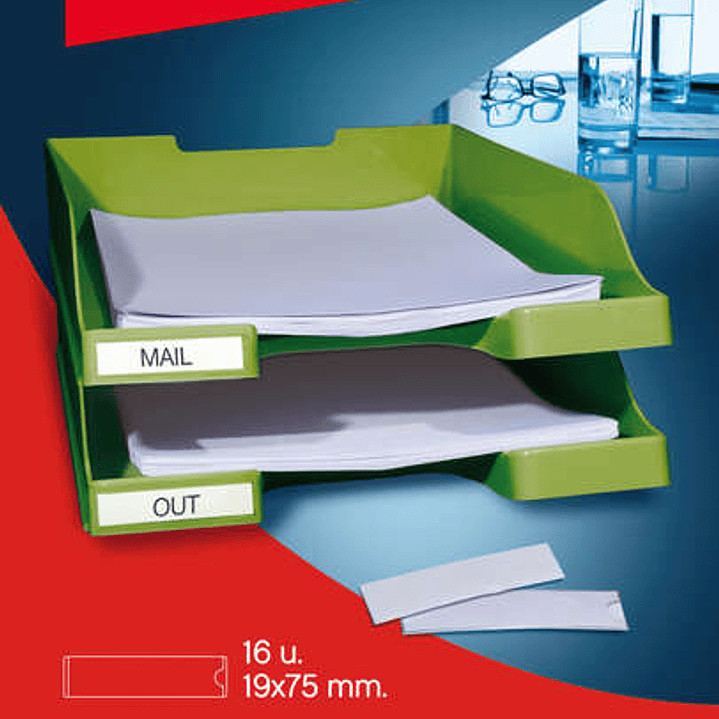 Apli Bolsillos Adhesivos para Etiquetas - Tamaño 19 x 75mm - Cambia la Informacion de la Etiqueta Segun tus Necesidades - 16 Bolsillos por Bolsa 1